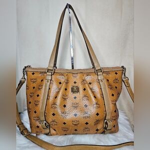 MCM cognac 2 way tote